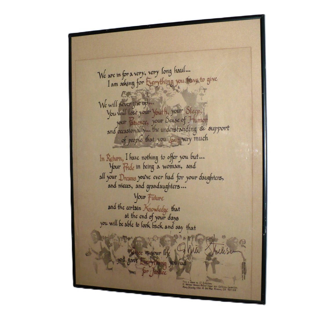 1977 Steinem Autographed "Everything You Have" Feminist Poster.
