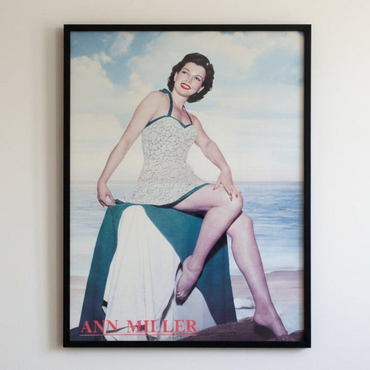 Vintage Ann Miller Centerfold Publicity Poster displayed in a frame.