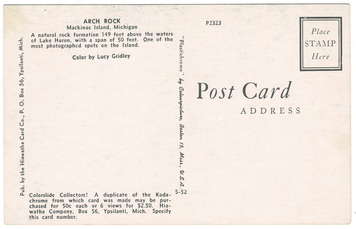 1950s Arch Rock, Mackinac Island Michigan, back view.