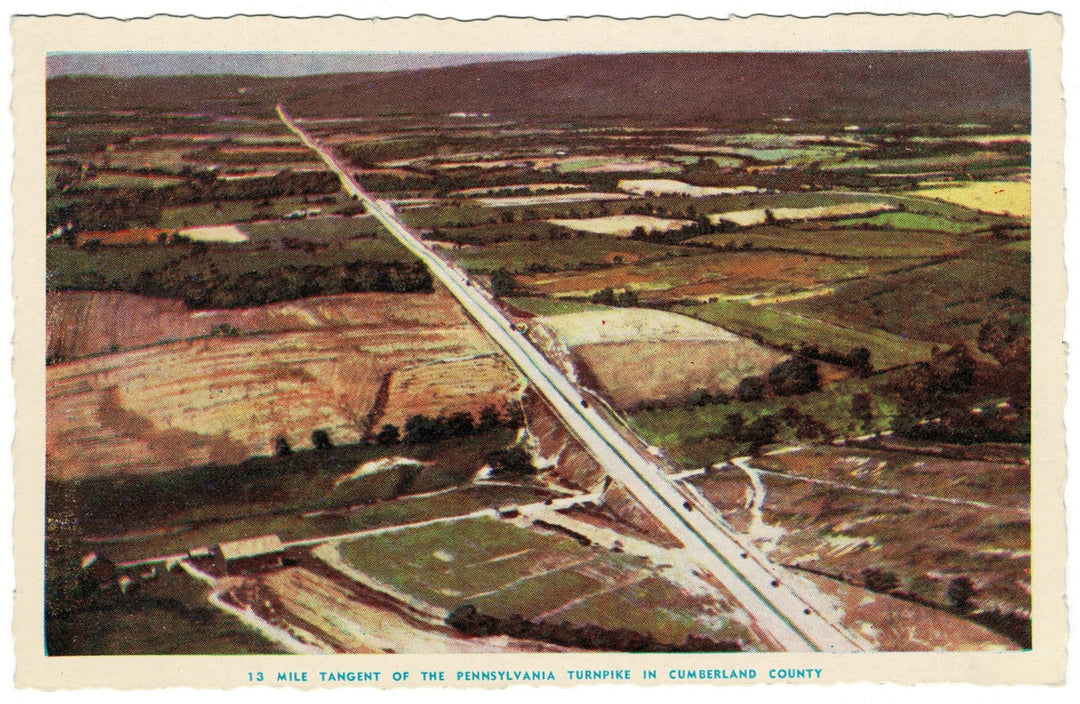 1940s Aerial View Pennsylvania Turnpike Vintage Postcard.
