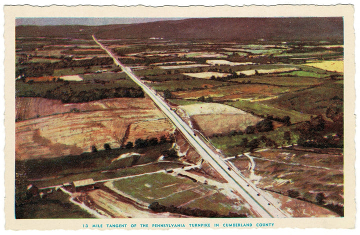 1940s Aerial View Pennsylvania Turnpike Vintage Postcard.