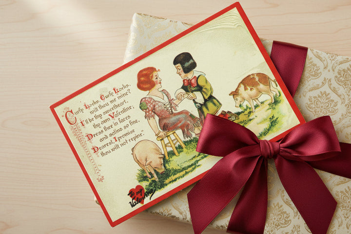 1970s Curly Locks Vintage Valentine Postcard.