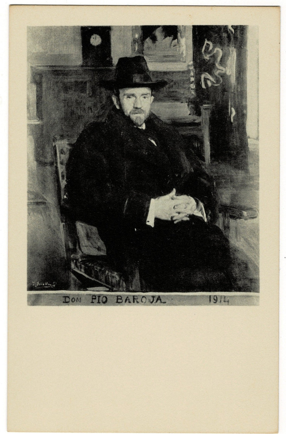 1960 Don Pío Baroja y Nessi by Sorolla Art Postcard.