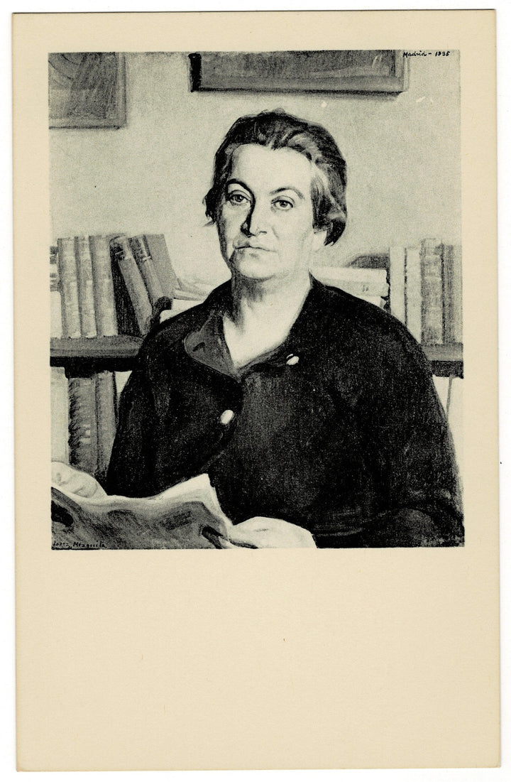 Gabriela Mistral by José María López Mezquita vintage postcard.