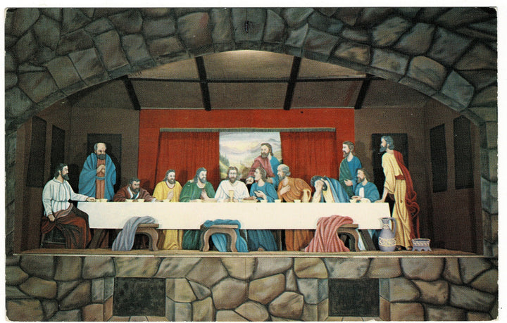 1950 Last Supper Wax Figures Sunken Gardens Florida Vintage Postcard.