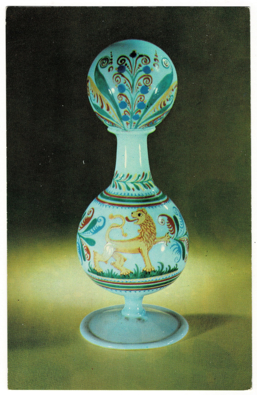 French Enameled Milk Glass Wig Holder, 1662–1709 – Corning Museum of Glass vintage postcard.