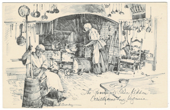 Governor’s Palace Kitchen Williamsburg Virginia Vintage Art Postcard.