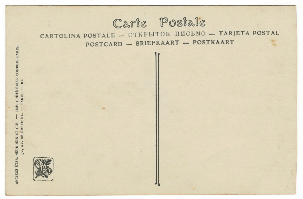 1920 L’Arène Laubadère Neurdein & Crété Paris Vintage Art Postcard, back view.