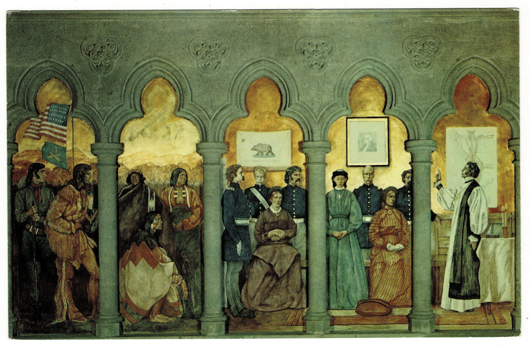 1950s Grace Cathedral Historical Vintage Art Postcard.