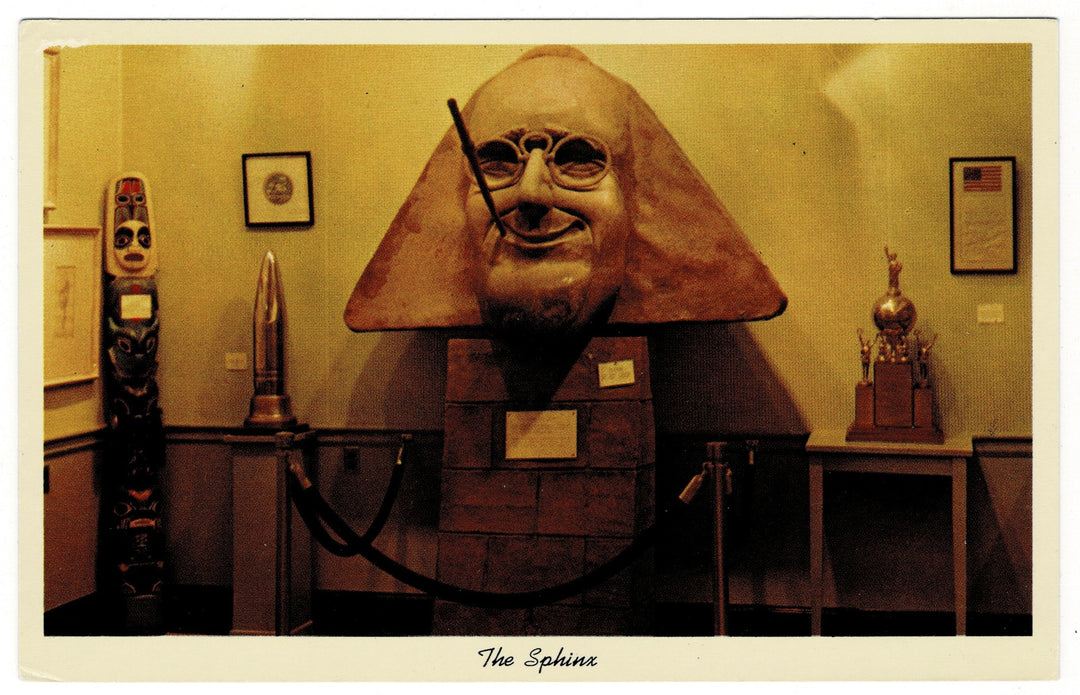 1957 FDR Sphinx Oddities Room Vintage Postcard.