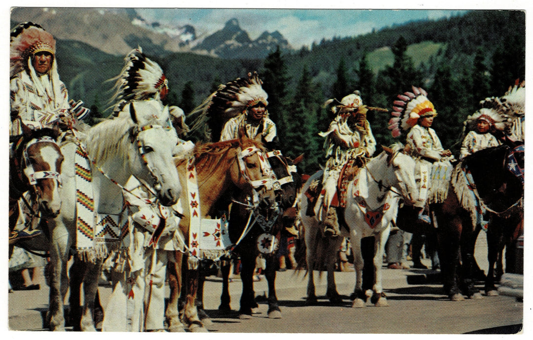 1950s North American Indians on Horseback Vintage Postcard.