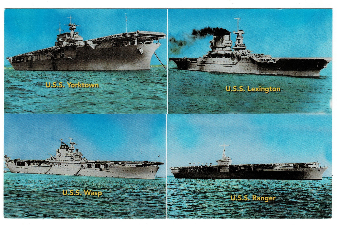2000s WWII U.S. Aircraft Carriers Vintage Warships Postcard.