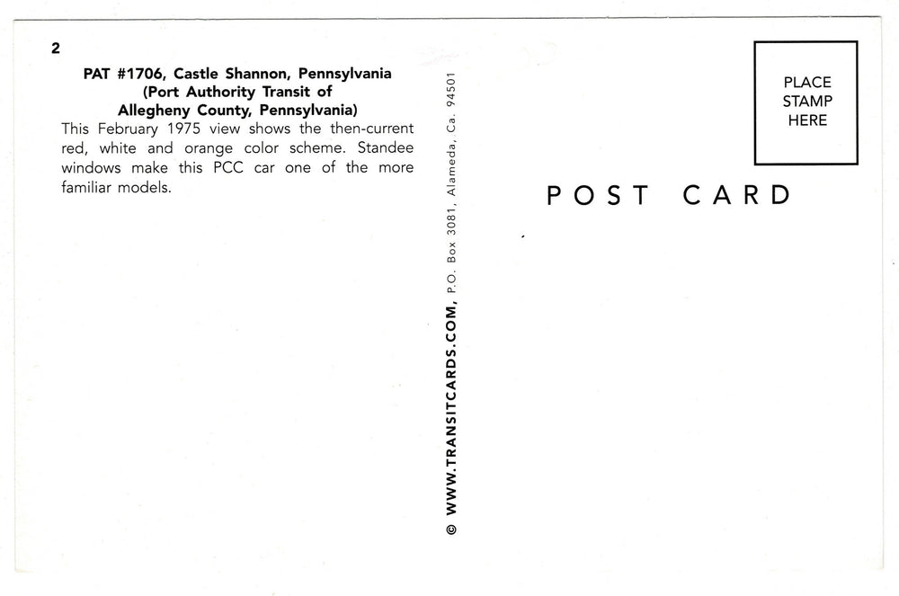 Presidents Conference Committee Trolley Car Pittsburgh Vintage Postcard, back view.