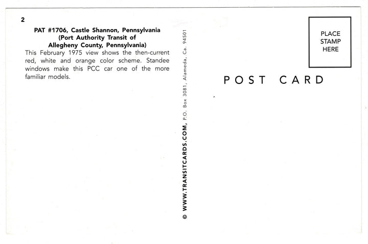 Presidents Conference Committee Trolley Car Pittsburgh Vintage Postcard, back view.