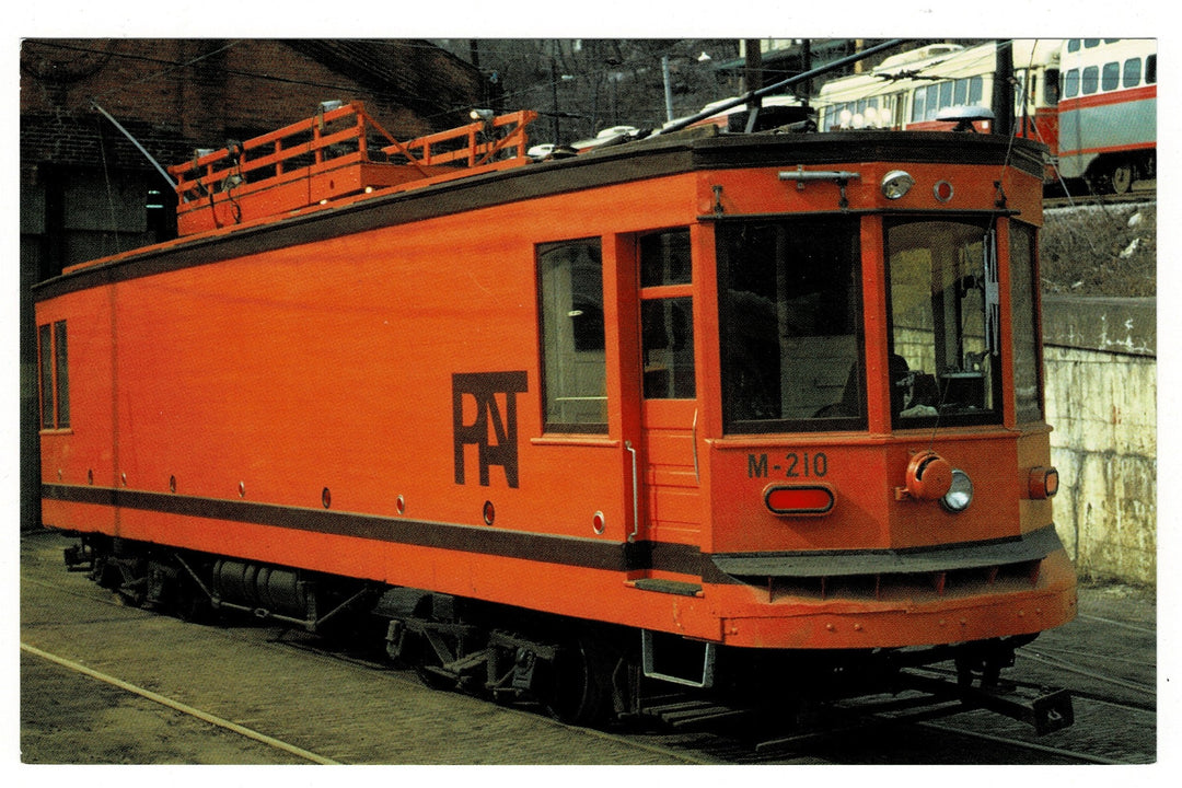 Orange trolley car  South Hills Junction, 1974, postcard.