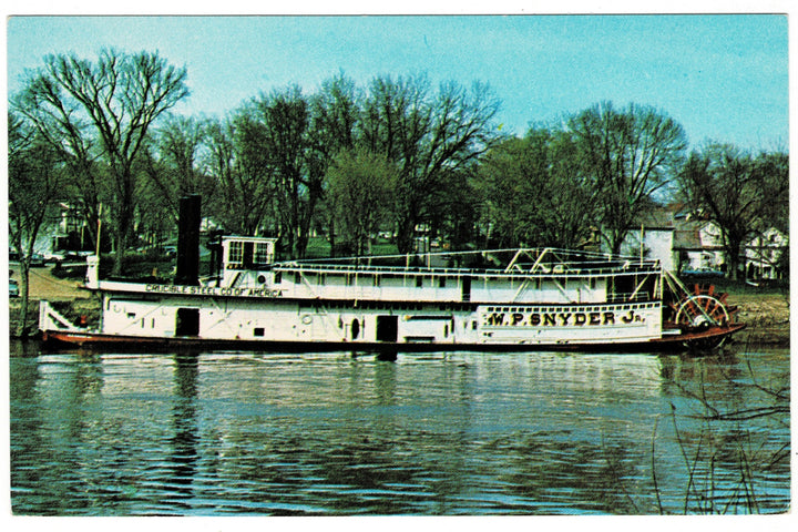 WP Snyder Jr. Sternwheel Steam Towboat Vintage Transportation Postcard.