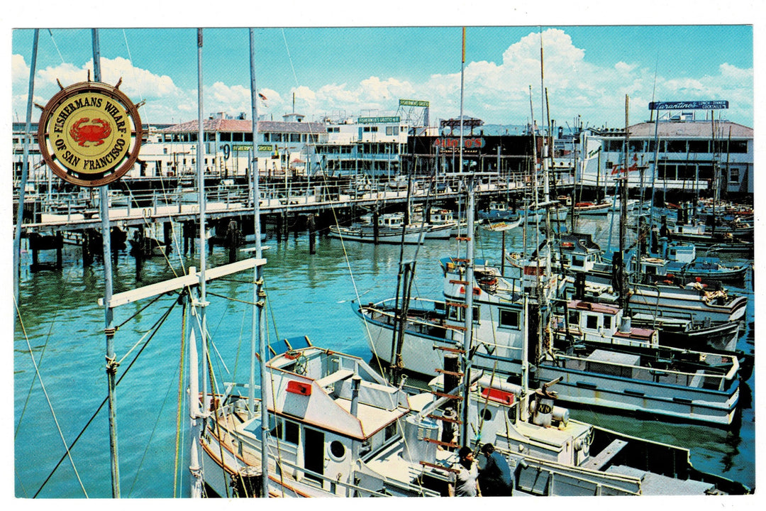 1960s Fisherman’s Wharf San Francisco Vintage Transportation Postcard.