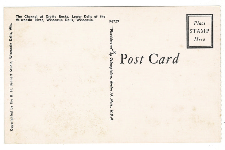 1960s The Josephine Boat Grotto, Wisconsin Dells Vintage Postcard, back view.