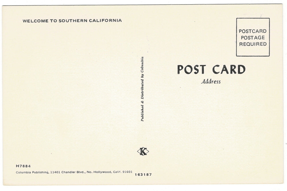 Back of 1970 Aqua Cat Sailboats and Brach Babes Vintage California Postcard.