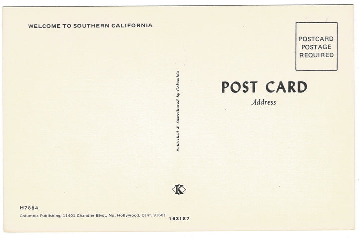 Back of 1970 Aqua Cat Sailboats and Brach Babes Vintage California Postcard.