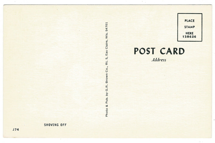 Native American Canoe Ride Chippewa Valley Wisconsin Vintage Postcard, back view.