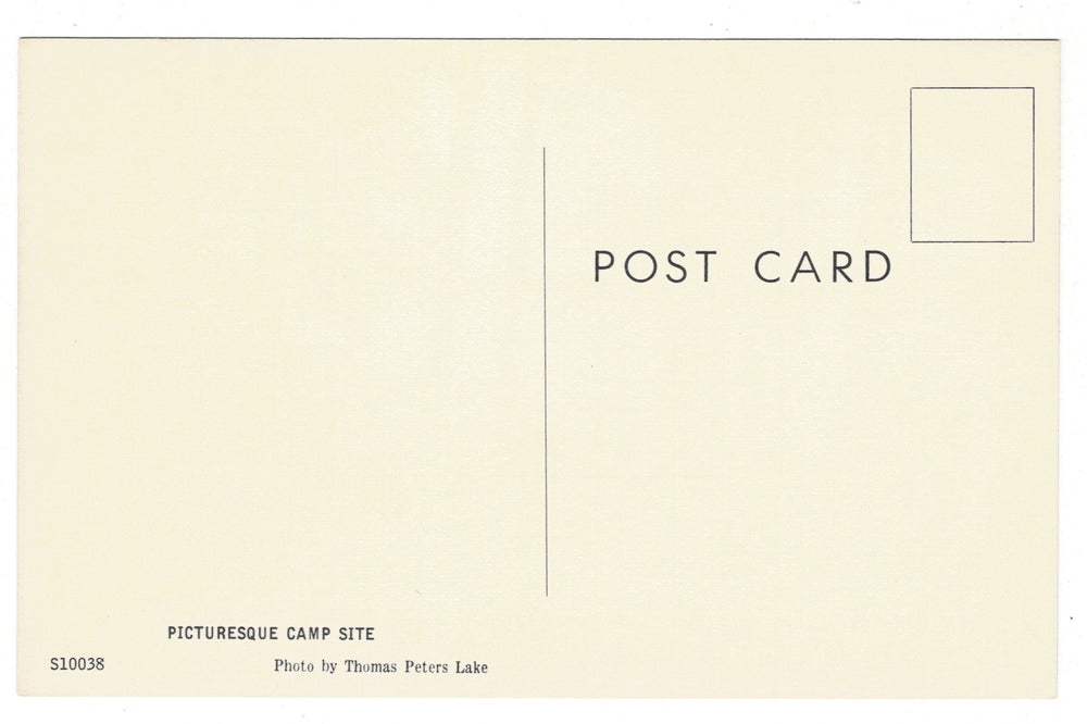 1960s Tranquil Wisconsin Lakeside Camp Vintage Postcard, back view.