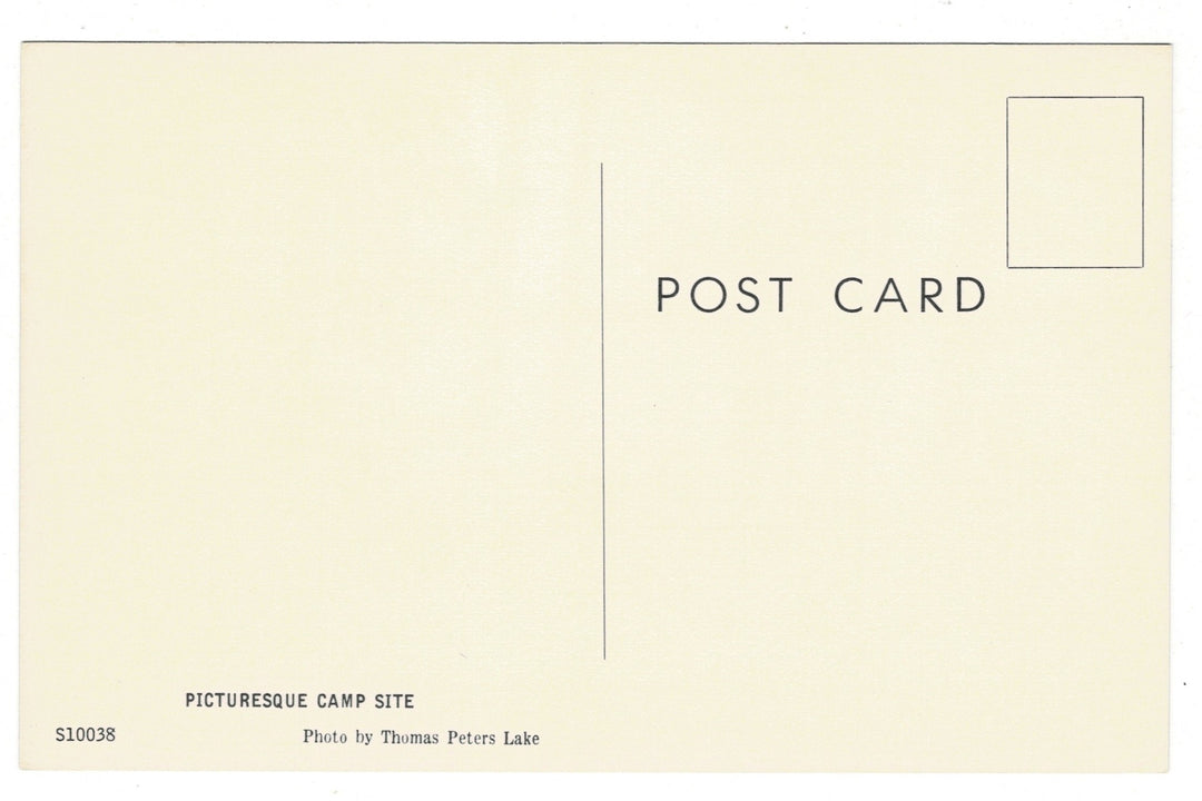 1960s Tranquil Wisconsin Lakeside Camp Vintage Postcard, back view.