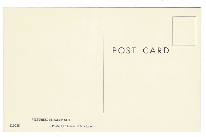 1960s Tranquil Wisconsin Lakeside Camp Vintage Postcard, back view.
