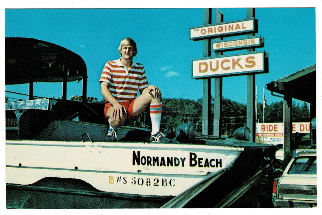 Normandy Beach Duck Pilot David Roser Wisconsin Dells Vintage Postcard.