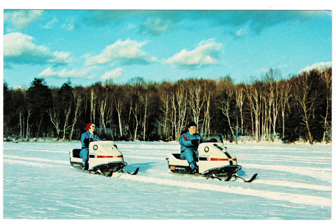 Evinrude Bobcat Snowmobile Ride Eau Claire Wisconsin Vintage Postcard.