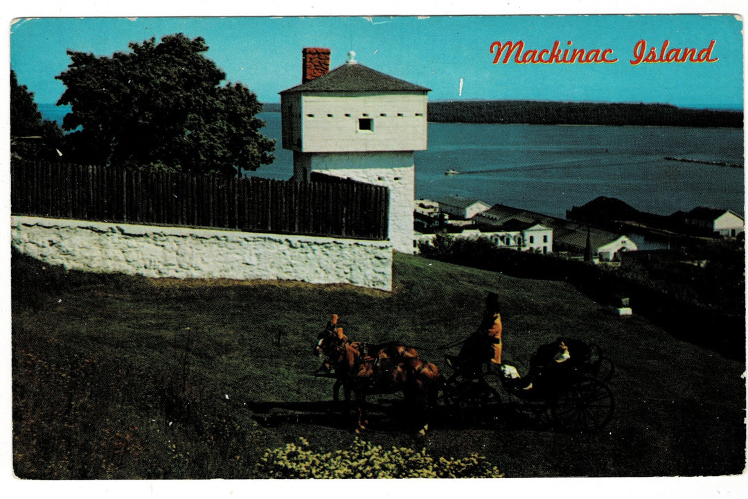 1950s Old Fort Mackinac Island, Michgan, Vintage Postcard.