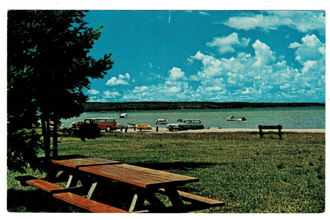 1963 Burt Lake State Park in Indian River, Michigan Vintage Postcard.