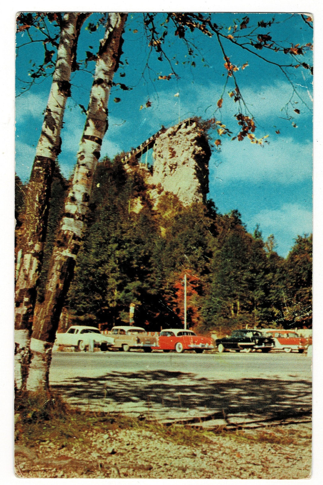  1957 Castle Rock, St. Ignace, Michigan Vintage Postcard.