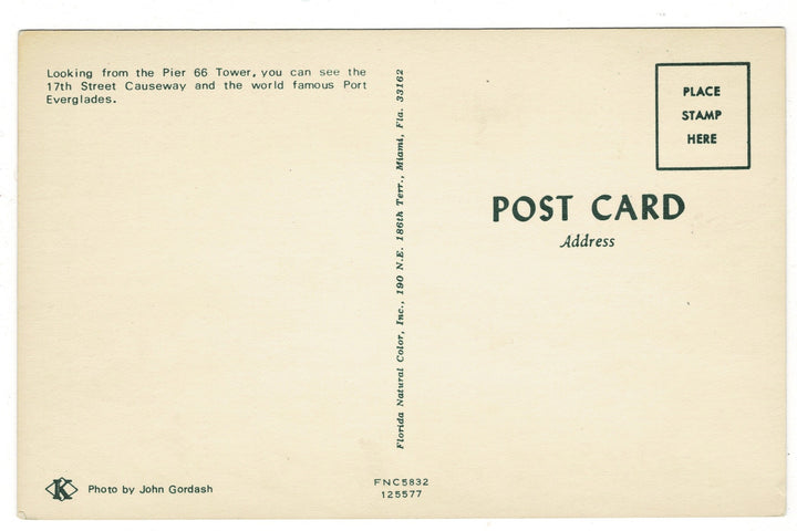 1965 Aerial View Fort Lauderdale, Florida Vintage Postcard, back.