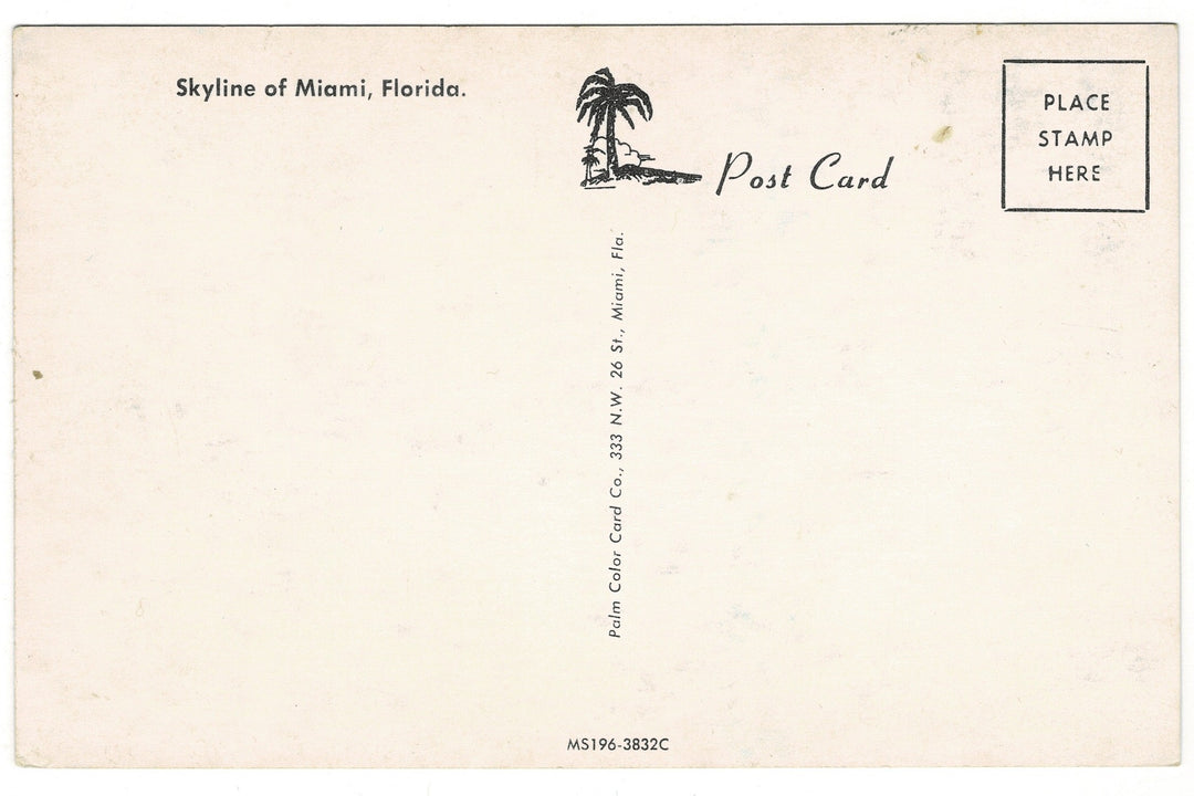 1950s Miami Skyline and Biscayne Bay, Florida, back.