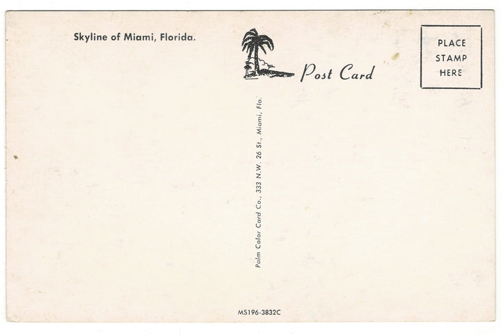 1950s Miami Skyline and Biscayne Bay, Florida, back.