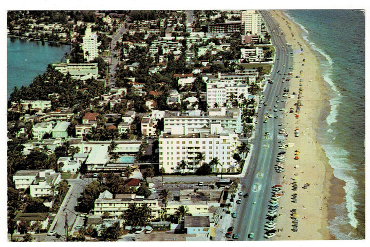  1960s Aerial View of Fort Lauderdale Beach, Florida Vintage Postcard.