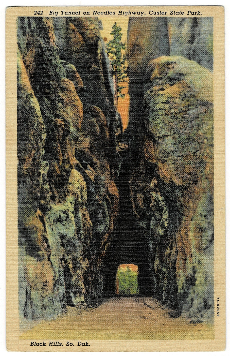 1930s Big Tunnel Cluster State Park South Dakota Vintage Postcard.