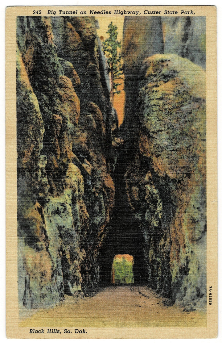 1930s Big Tunnel Cluster State Park South Dakota Vintage Postcard.
