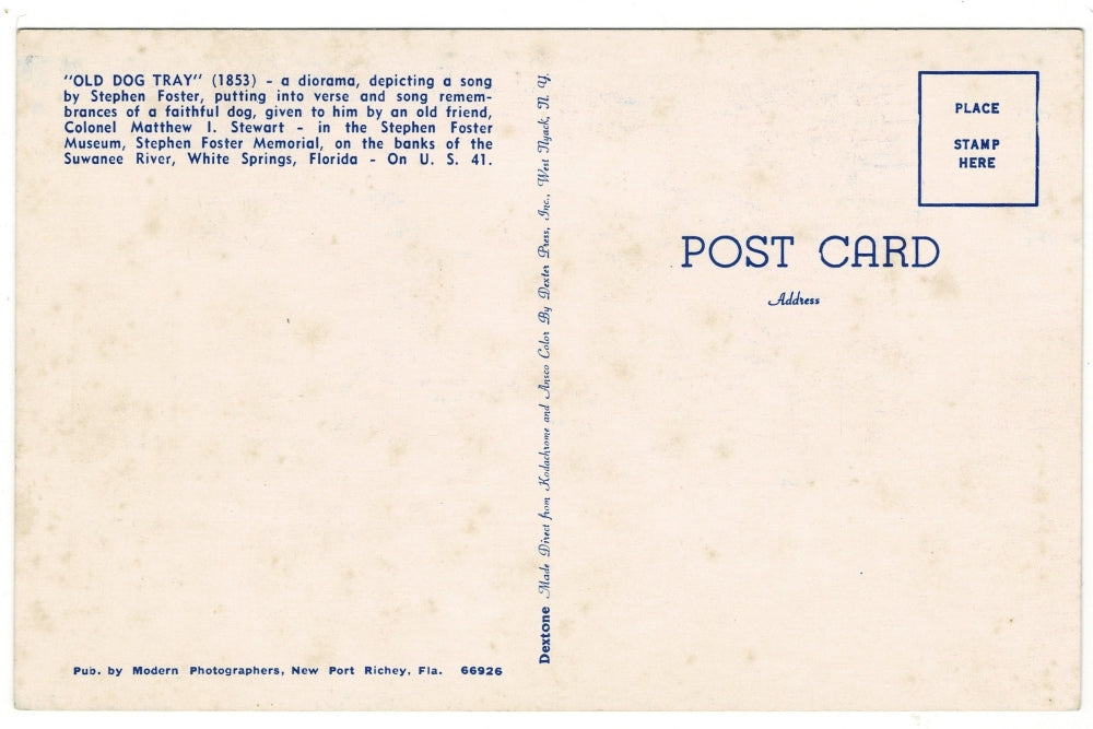  1960s Old Dog Tray Diorama White Springs Florida Vintage Postcard.