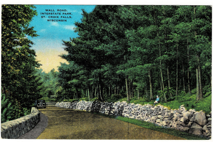 Wall Road St. Croix Falls, Wisconsin Vintage Postcard.
