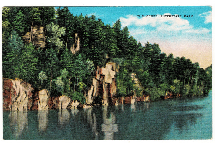 Cross Rock Interstate Park St. Croix Falls Wisconsin Vintage Postcard.