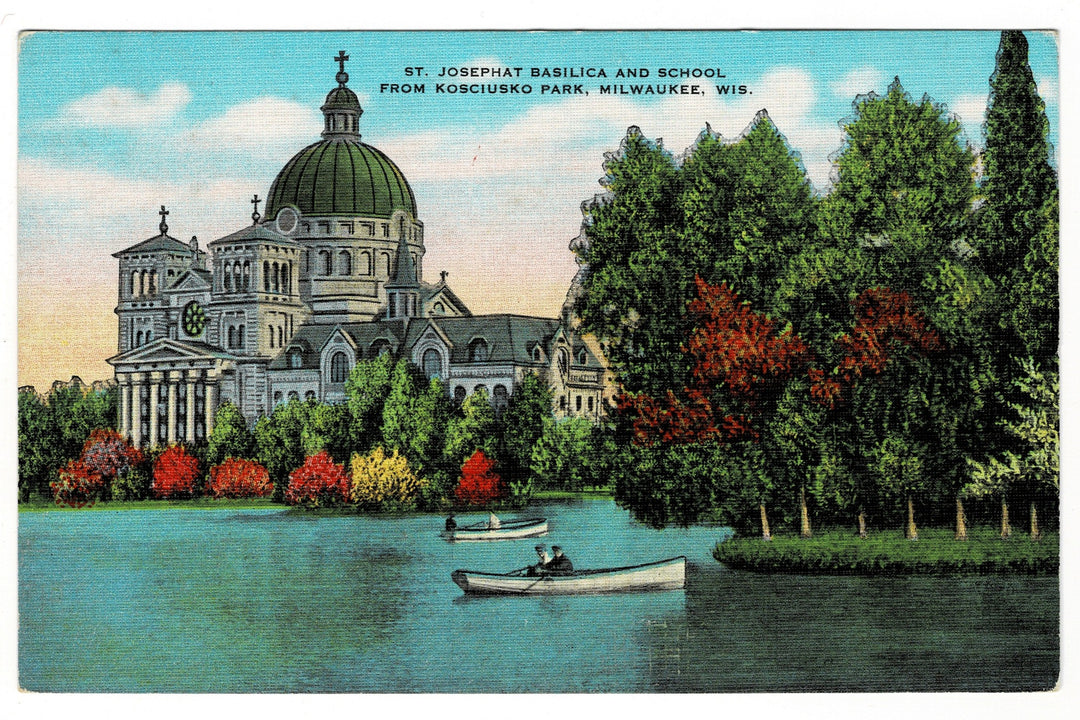 1940s Basilica of St. Josaphat, Milwaukee Wisconsin Vintage Postcard.