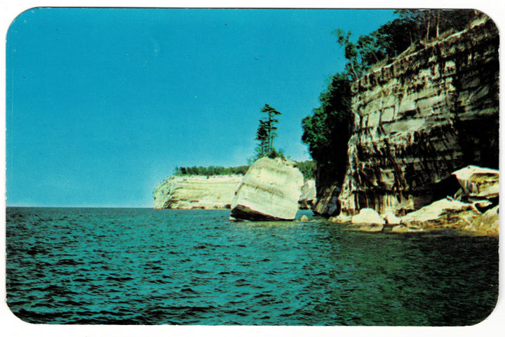  1951 Diamond and Indian Head Rock, Michigan Vintage Postcard.