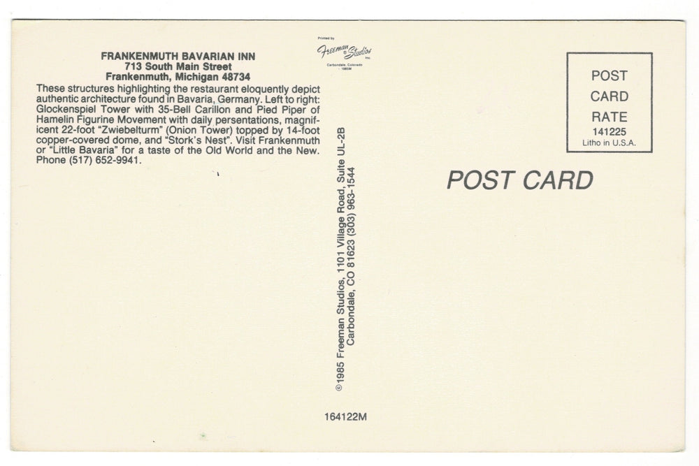  1985 Bavarian Inn, Frankenmuth, Michigan Vintage Postcard,