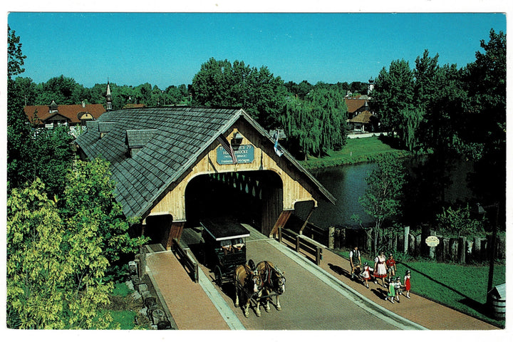 1987 Holz Brücke Covered Bridge, Frankenmuth Michigan Vintage Postcard.