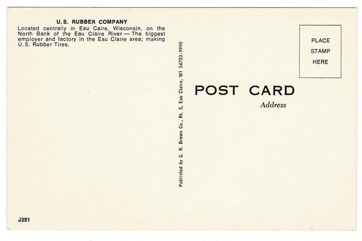  1960s Aerial View U.S. Rubber Company, Eau Claire WI Vintage Postcard.