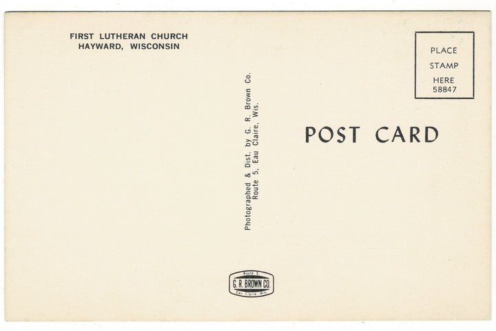1960s First Lutheran Church in Hayward, Wisconsin Vintage Postcard.