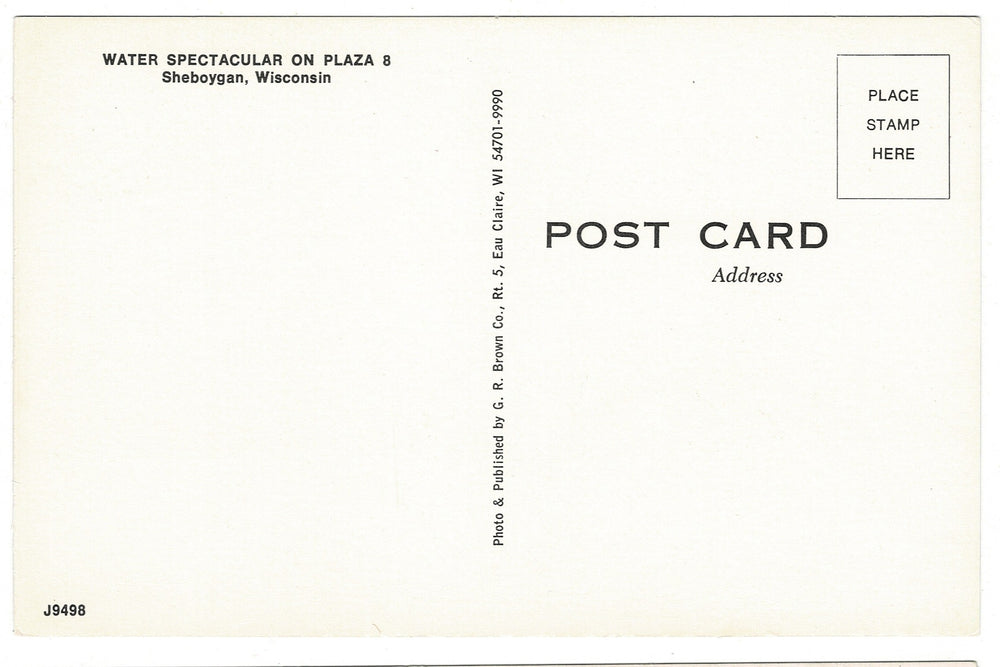 1980s Water Spectacular Plaza 8 Sheboygan Wisconsin Vintage Postcard.