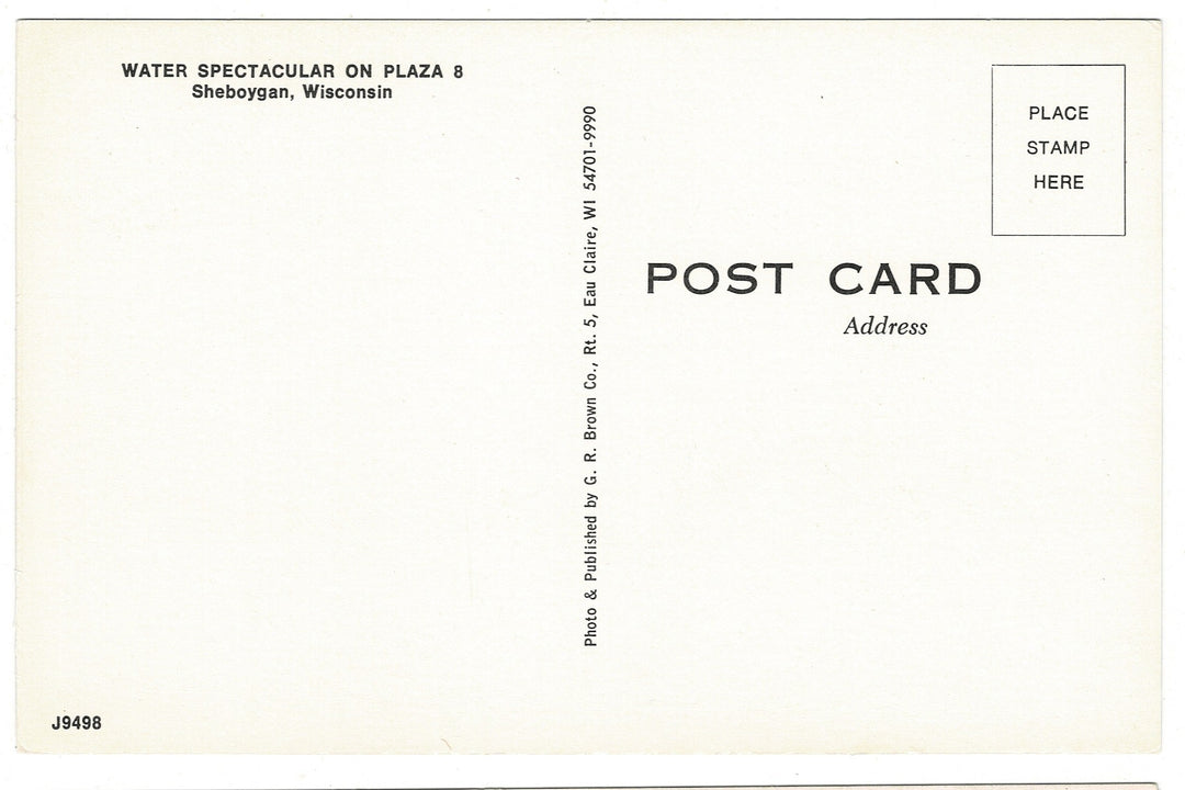 1980s Water Spectacular Plaza 8 Sheboygan Wisconsin Vintage Postcard.